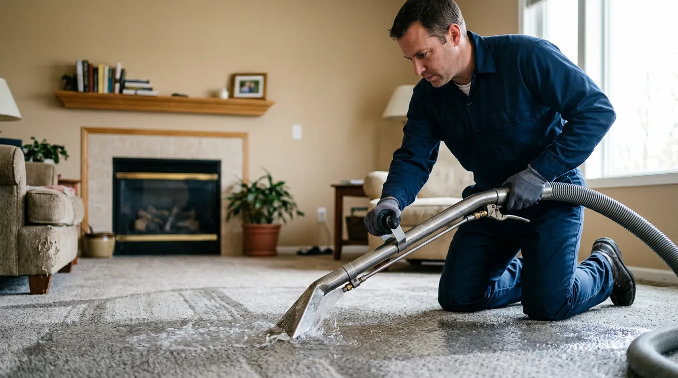 Water damage restoration technician working near Ewing, MO